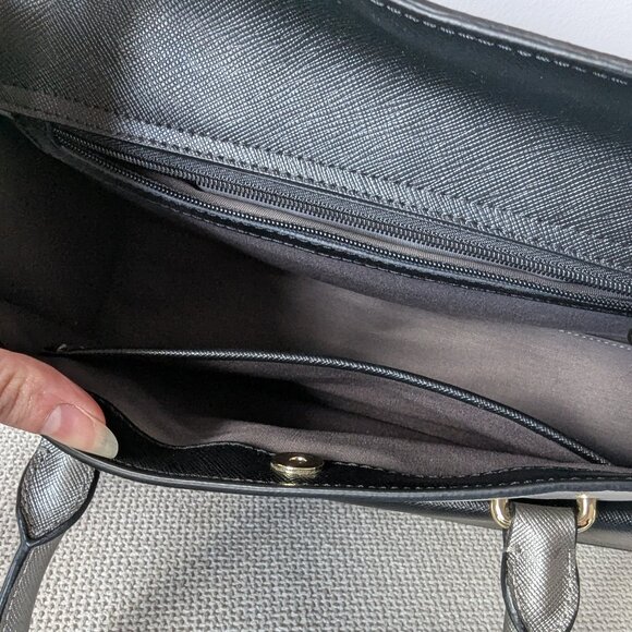 LANCASTER Paris Black & Grey Adeline Genuine Leather Bag with Shoulder Strap - Picture 9 of 16